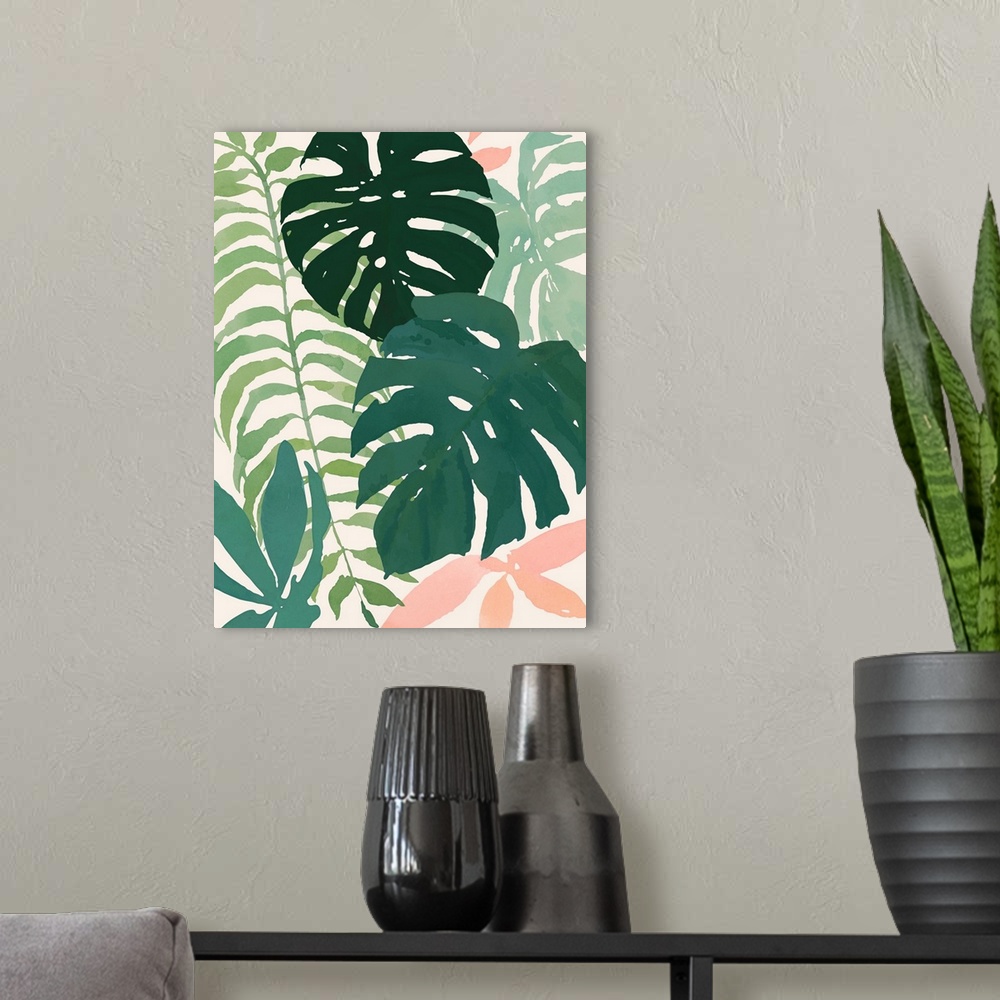 A modern room featuring Tropical Puzzle II