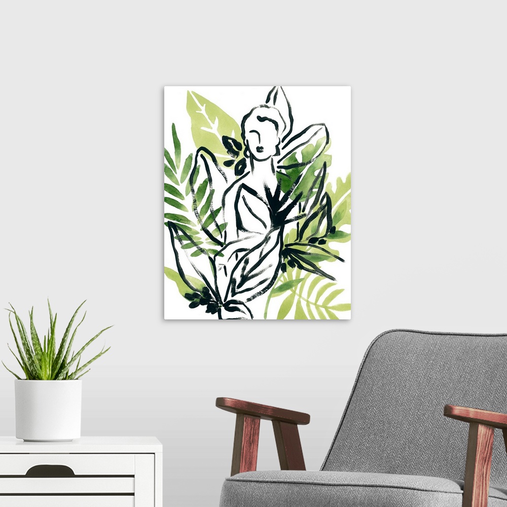 A modern room featuring Tropical Sketchbook I