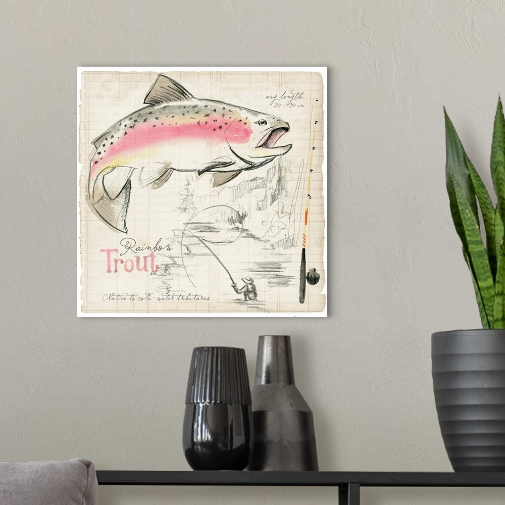 A modern room featuring Trout Journal I