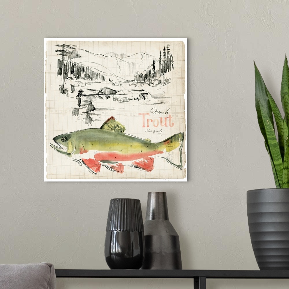 A modern room featuring Trout Journal II