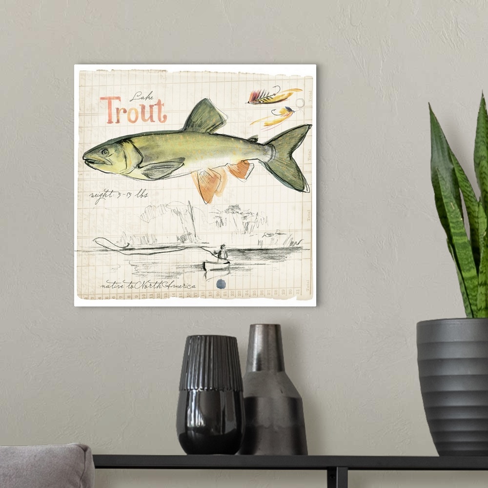 A modern room featuring Trout Journal III