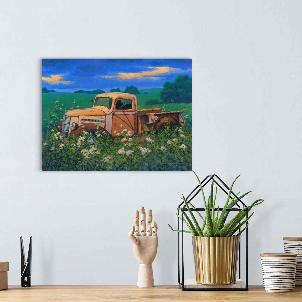 A bohemian room featuring Truck In The Meadow I