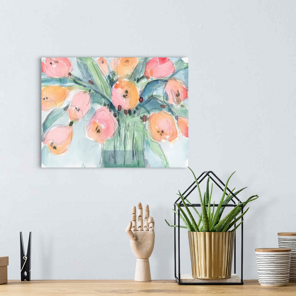A bohemian room featuring Tulip Bouquet IV