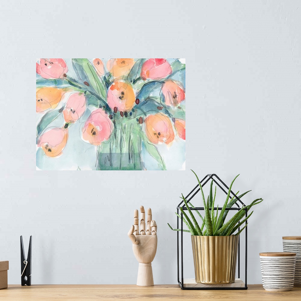 A bohemian room featuring Tulip Bouquet IV