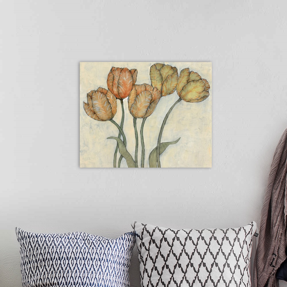 A bohemian room featuring Tulip Floral Study I