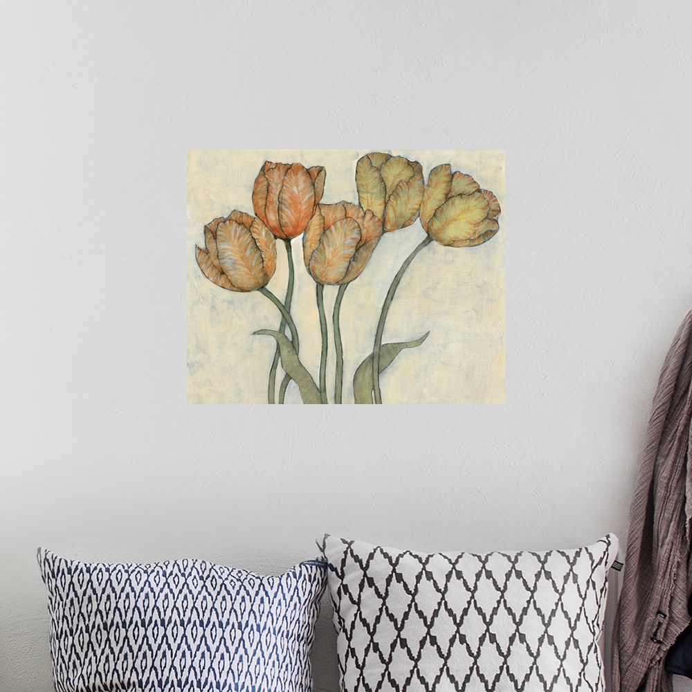 A bohemian room featuring Tulip Floral Study I