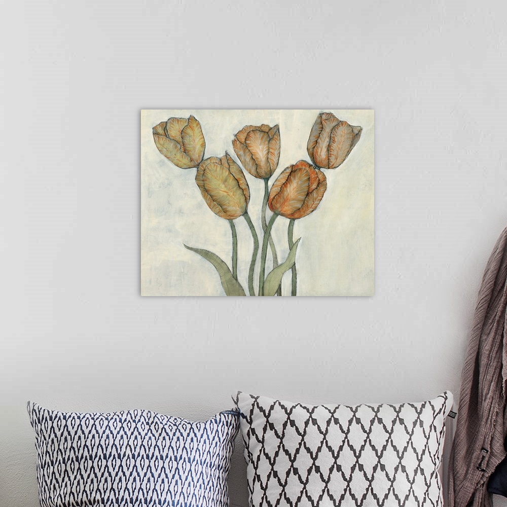 A bohemian room featuring Tulip Floral Study II