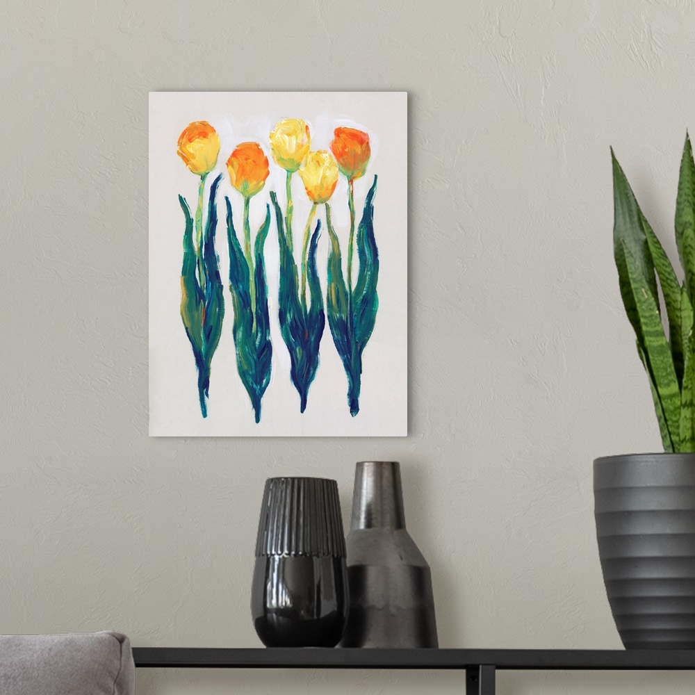 A modern room featuring Tulips In A Row I