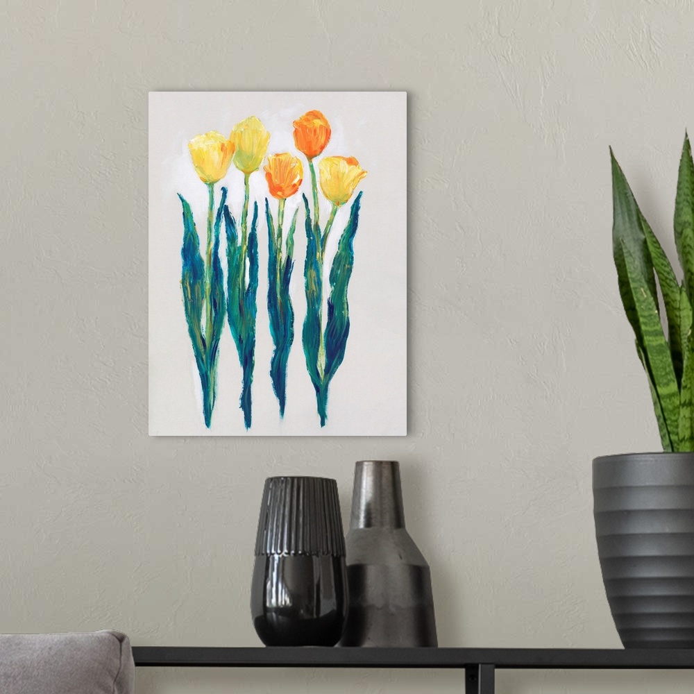 A modern room featuring Tulips In A Row II