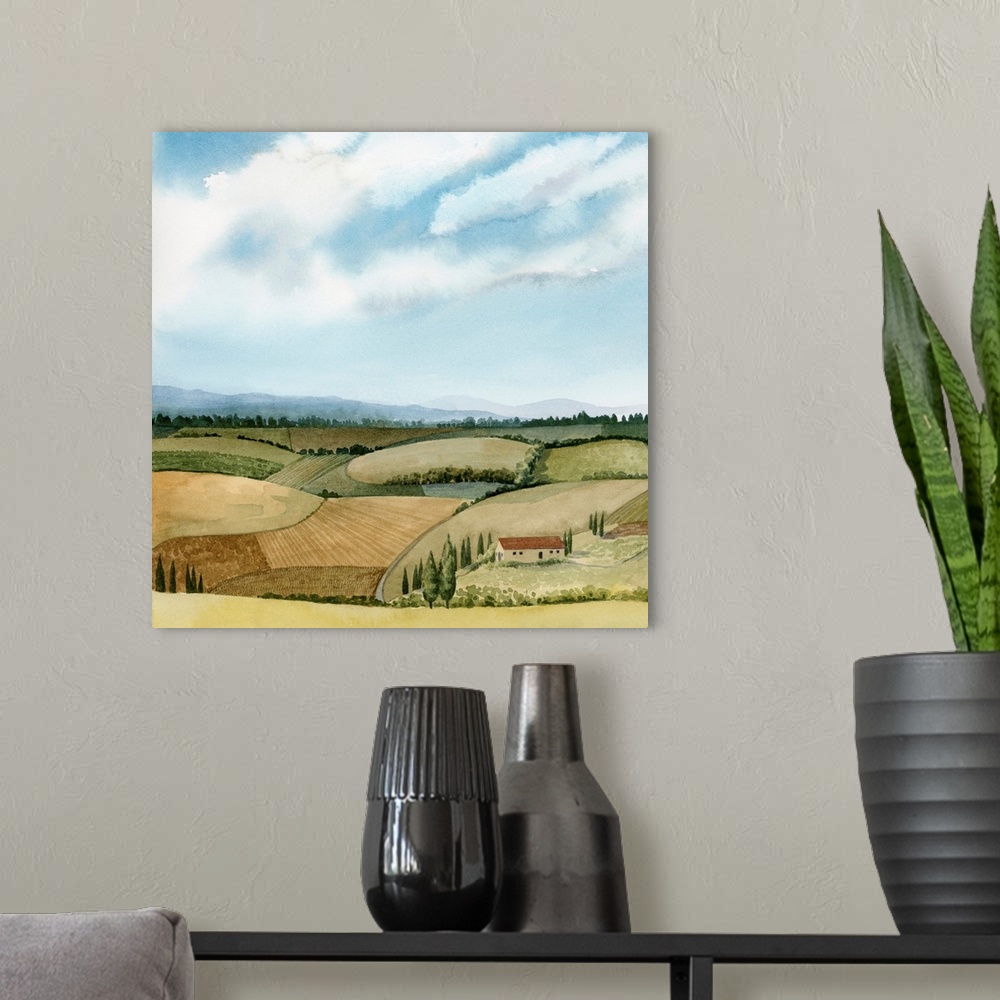 A modern room featuring Tuscan Farmland II