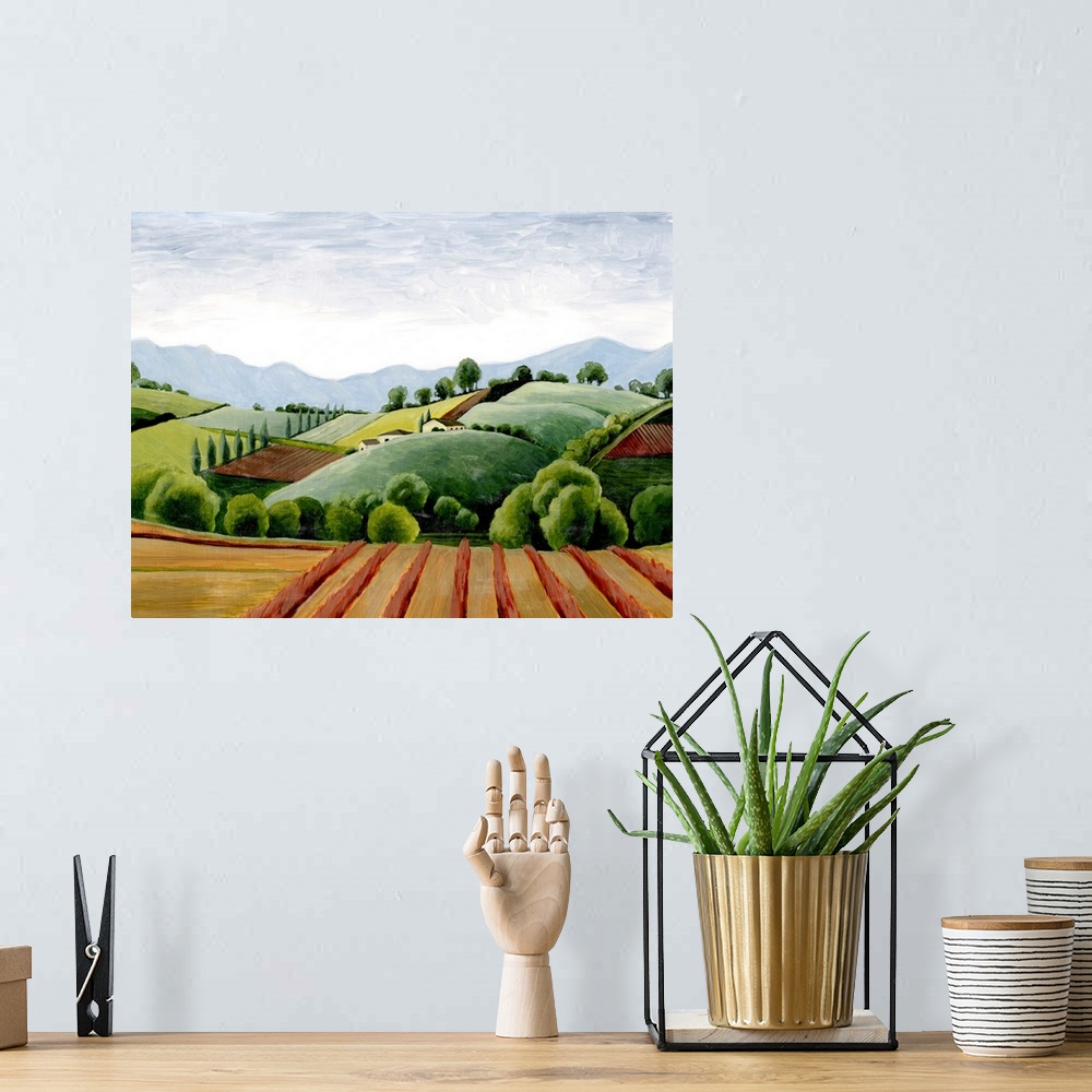 A bohemian room featuring Tuscan Valley Sketch III