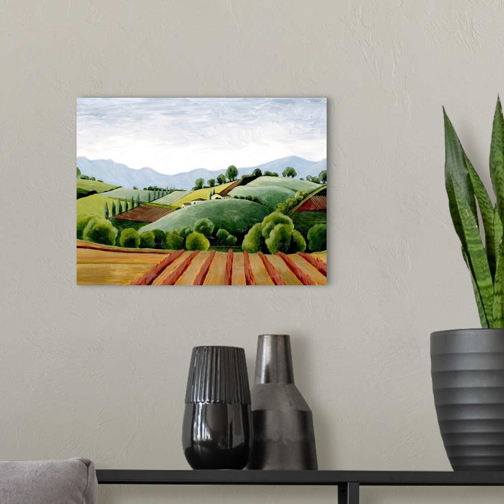 A modern room featuring Tuscan Valley Sketch III