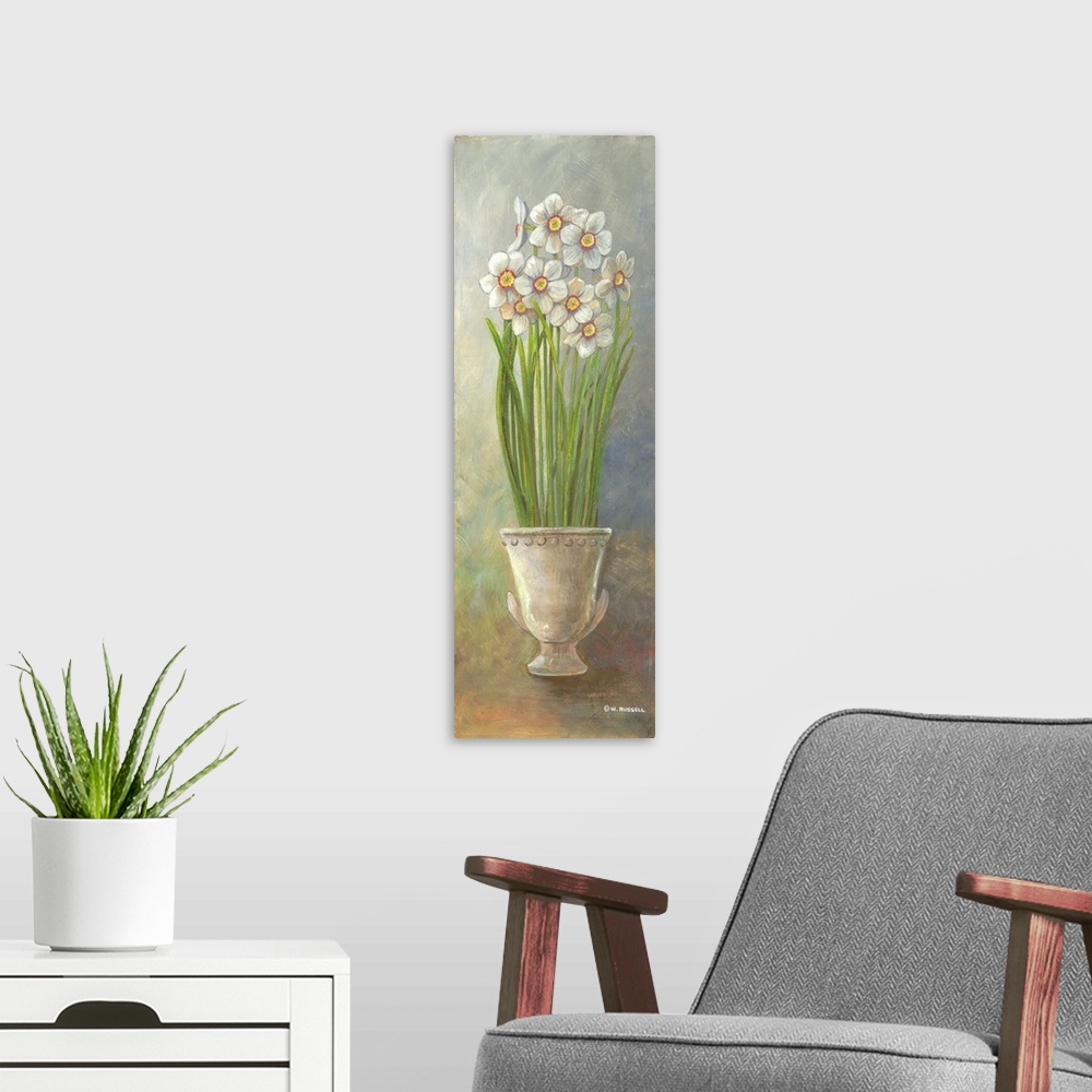 A modern room featuring Two-Up Narcissus Vertical