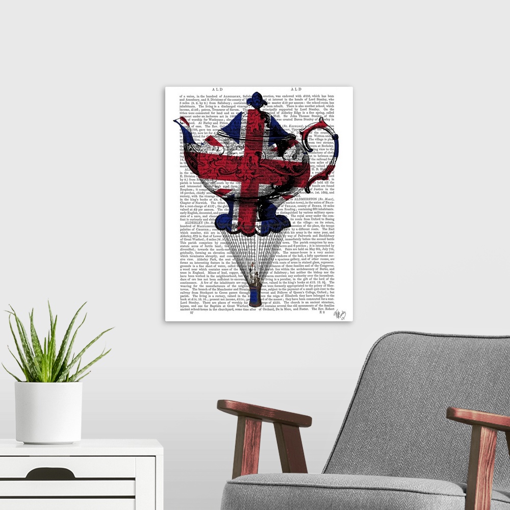 A modern room featuring Union Jack Flying Teapot