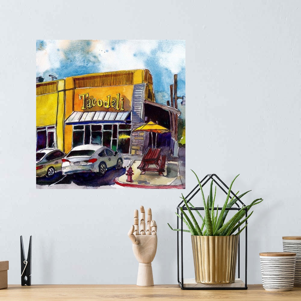 A bohemian room featuring Urban Scape IV