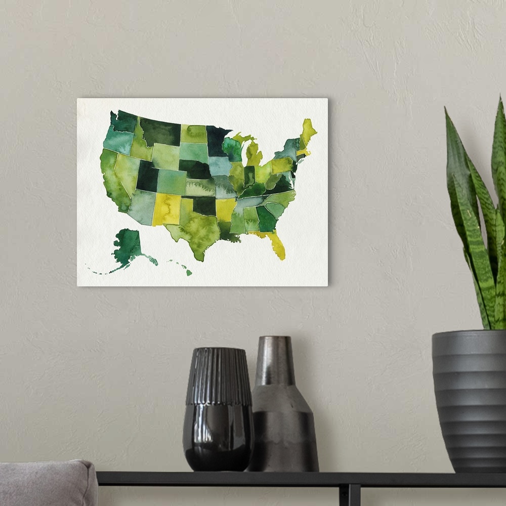 A modern room featuring USA In Watercolor I