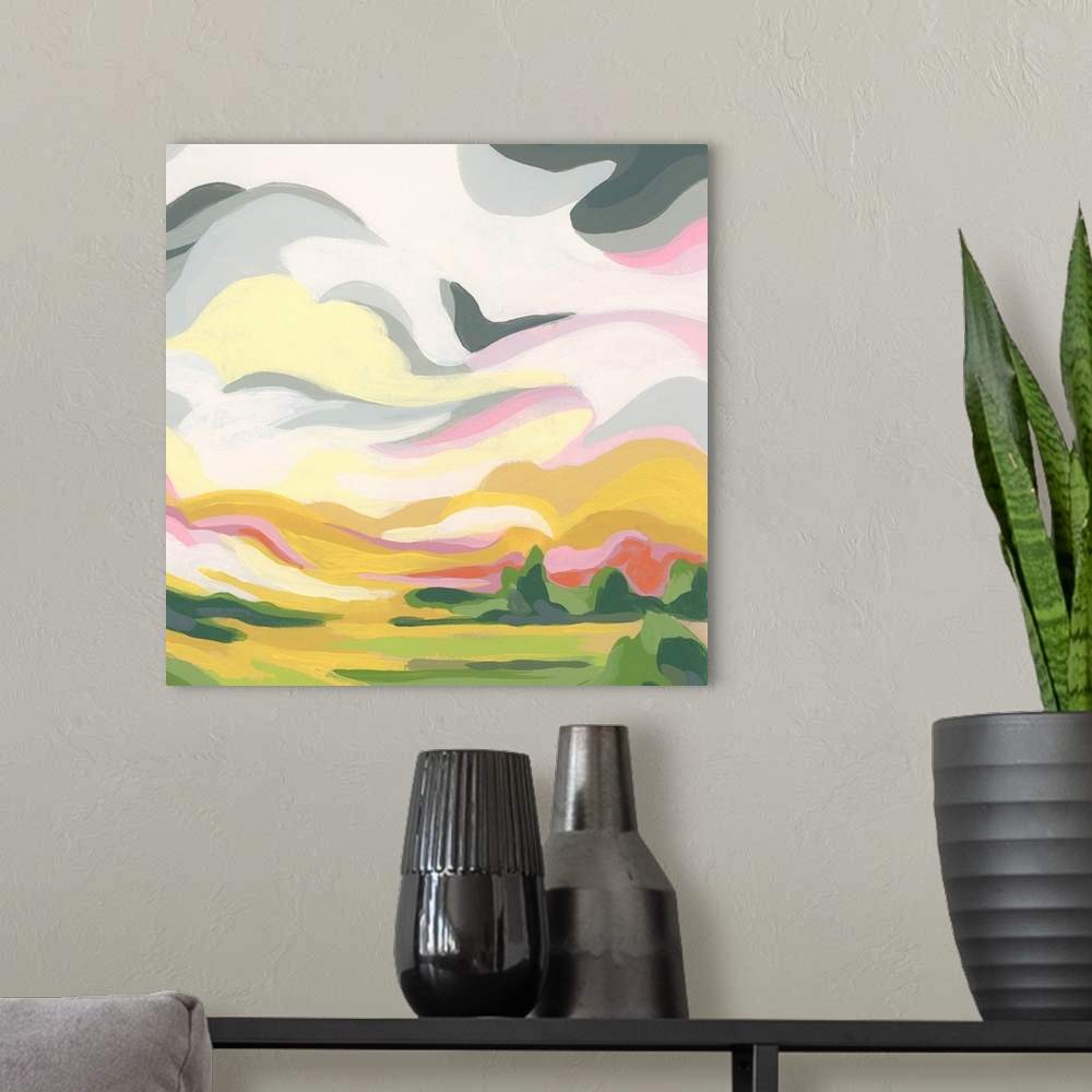 A modern room featuring Valley Swirl I