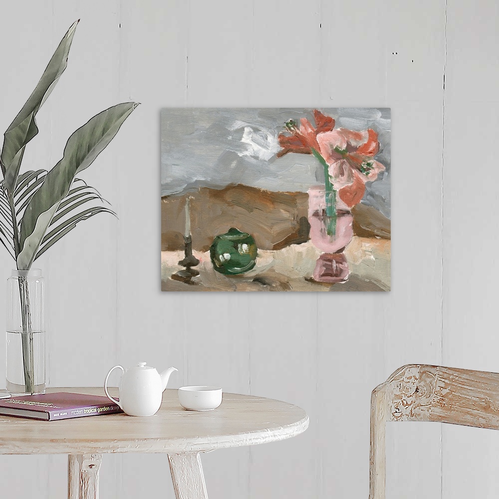 A farmhouse room featuring Vase Of Pink Flowers II