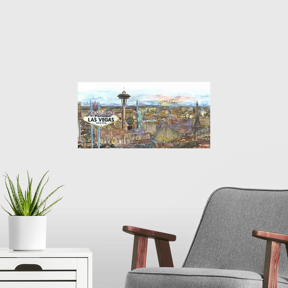 A modern room featuring Vegas Skyline in Color