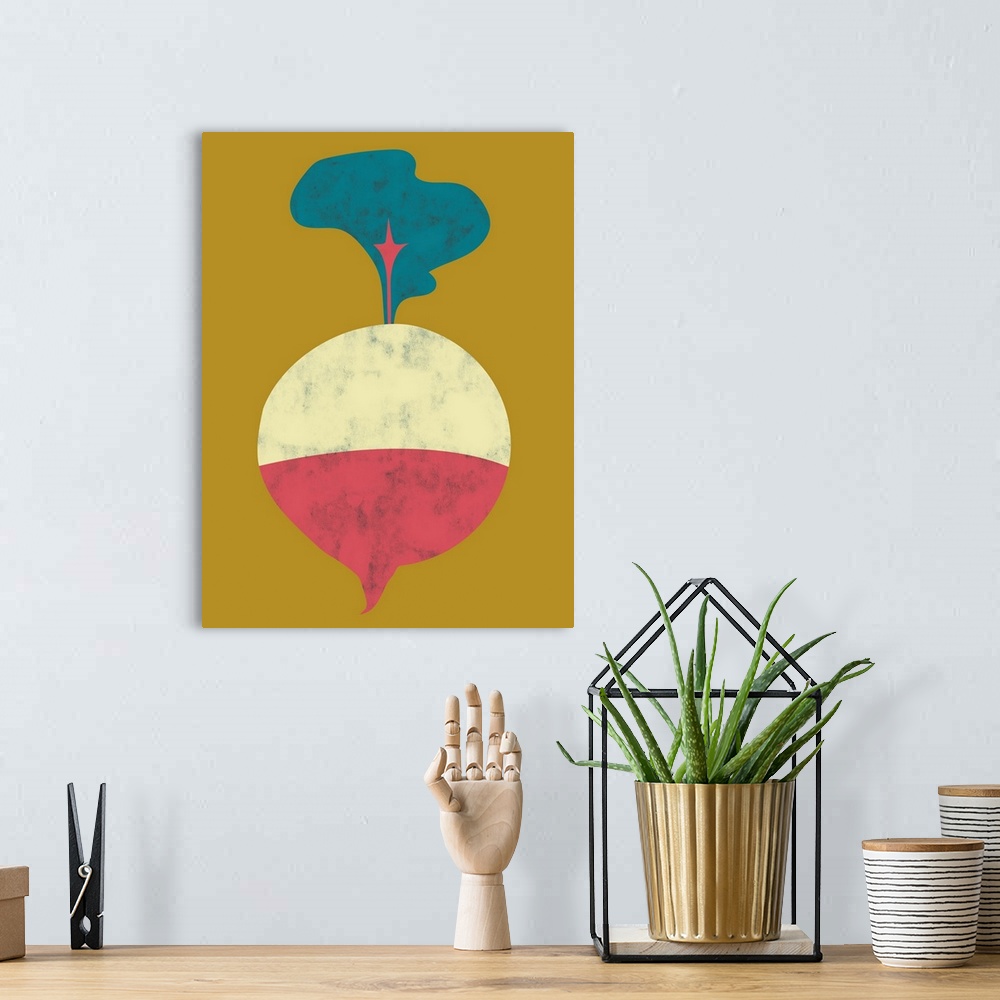 A bohemian room featuring Fun and contemporary painting of a vegetable.
