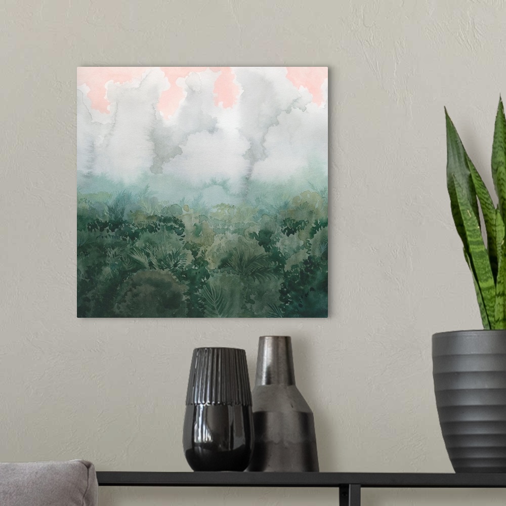 A modern room featuring Verdant Cloud Forest I