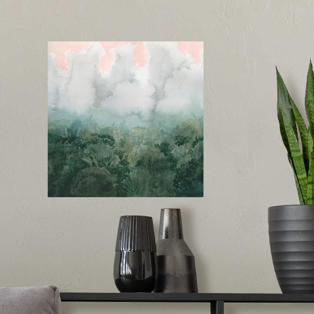 A modern room featuring Verdant Cloud Forest I