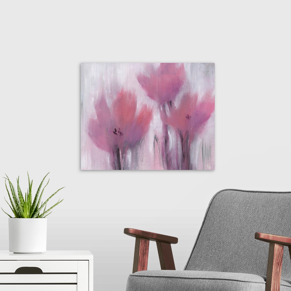 A modern room featuring Vibrant Fuchsia Floral II