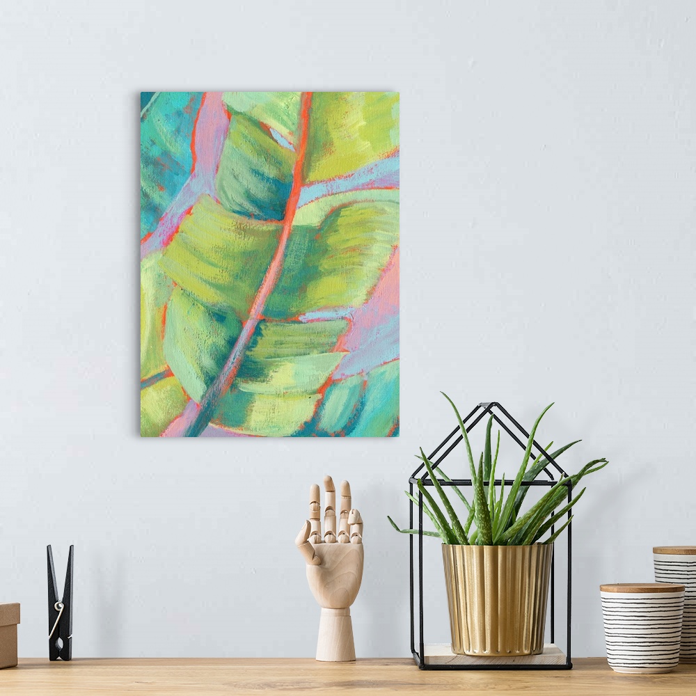 A bohemian room featuring Vibrant Palm Leaves II