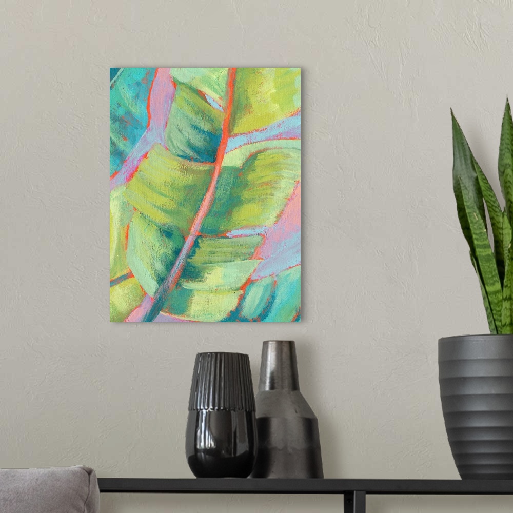 A modern room featuring Vibrant Palm Leaves II