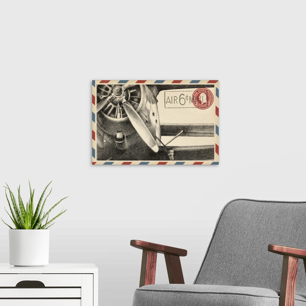 A modern room featuring Vintage Airmail II
