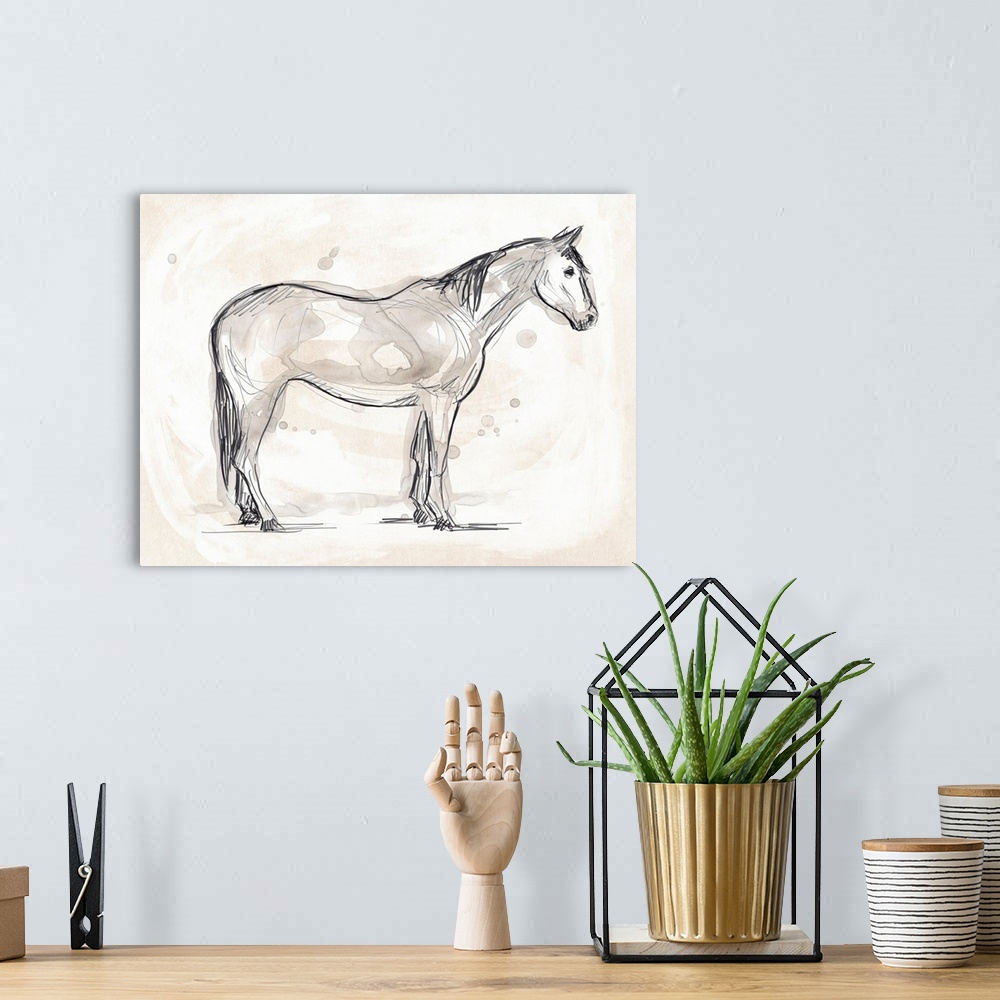 A bohemian room featuring Vintage Equine Sketch II