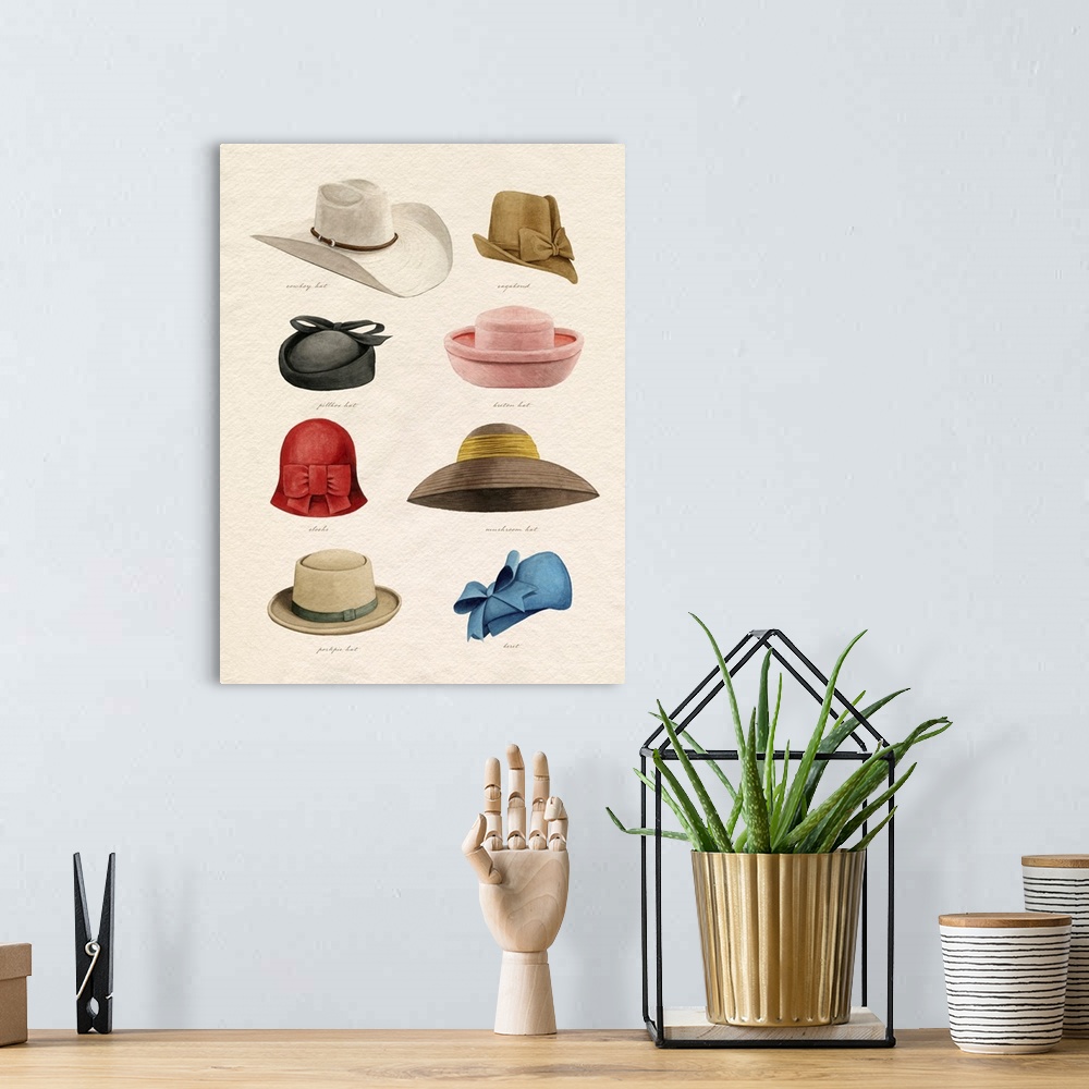 A bohemian room featuring Vintage Hats I