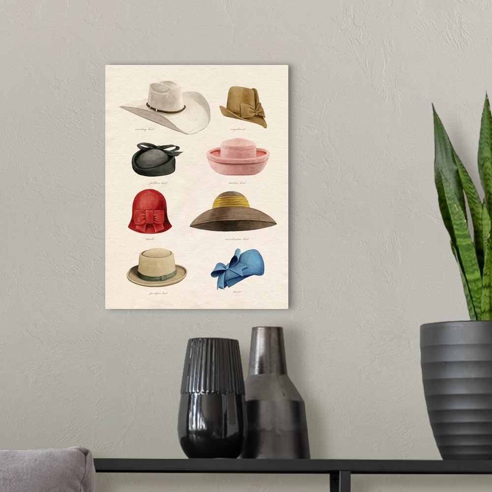 A modern room featuring Vintage Hats I