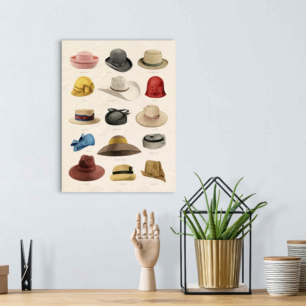 A bohemian room featuring Vintage Hats III