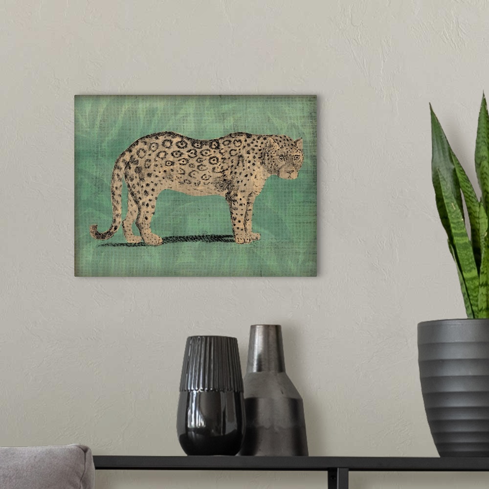 A modern room featuring Vintage Jungle Cat I