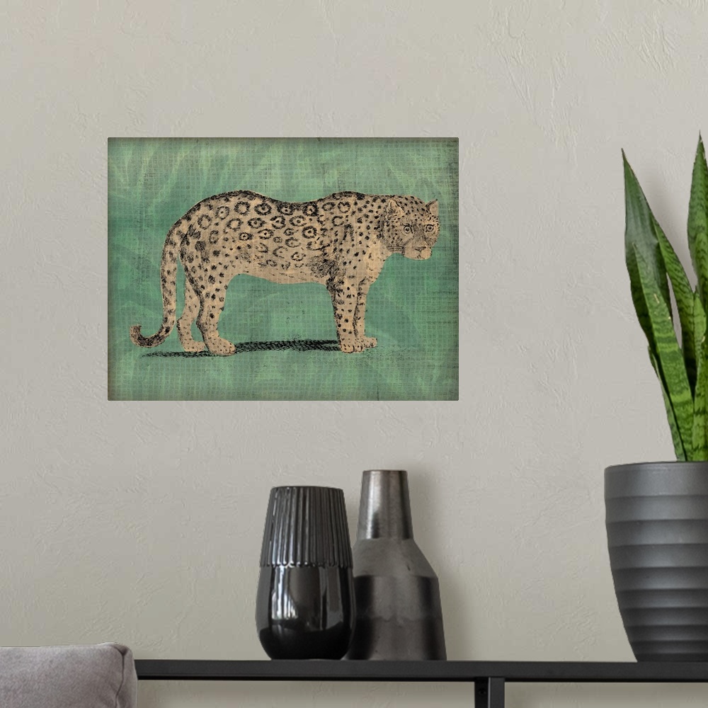 A modern room featuring Vintage Jungle Cat I