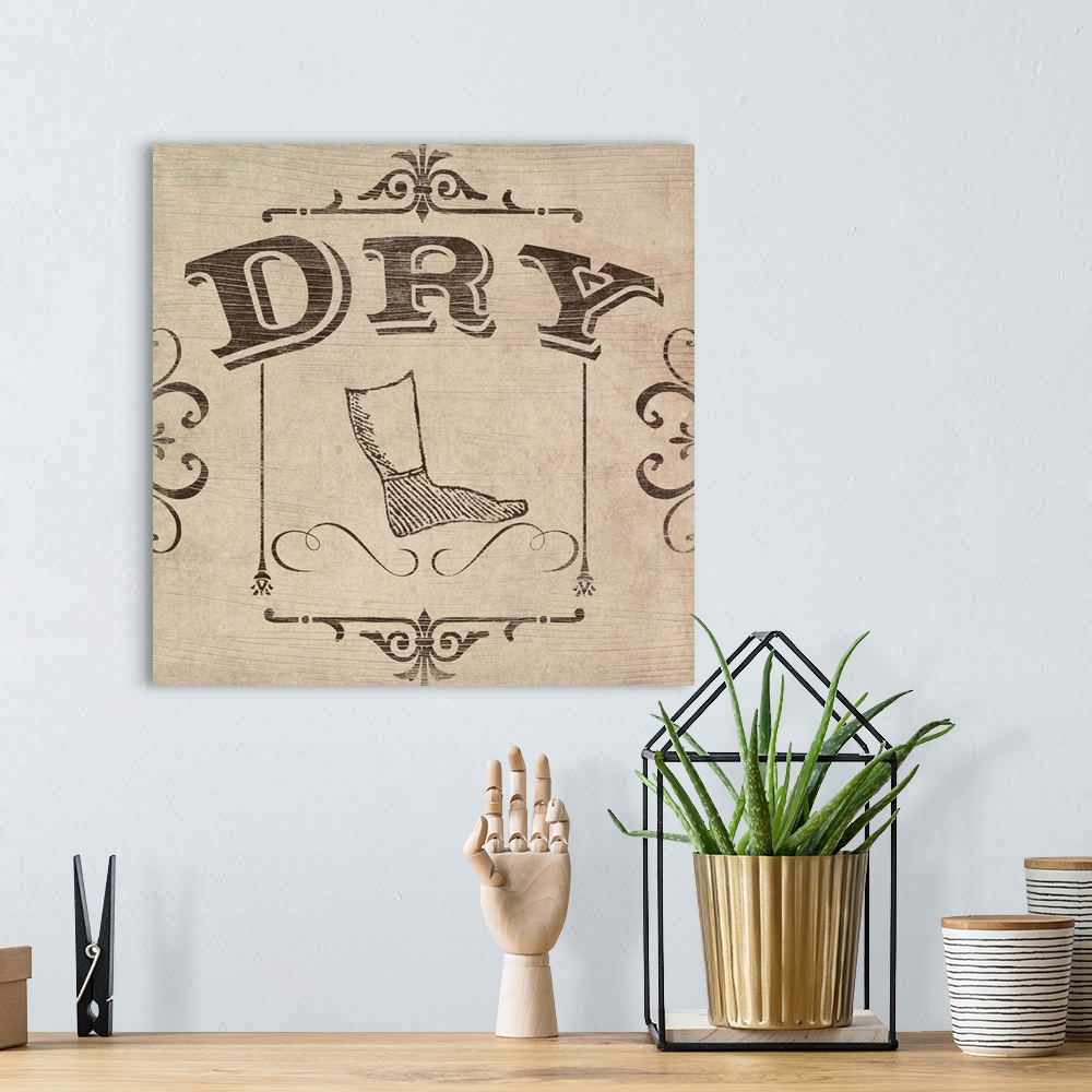 A bohemian room featuring Vintage Laundry Signs IV