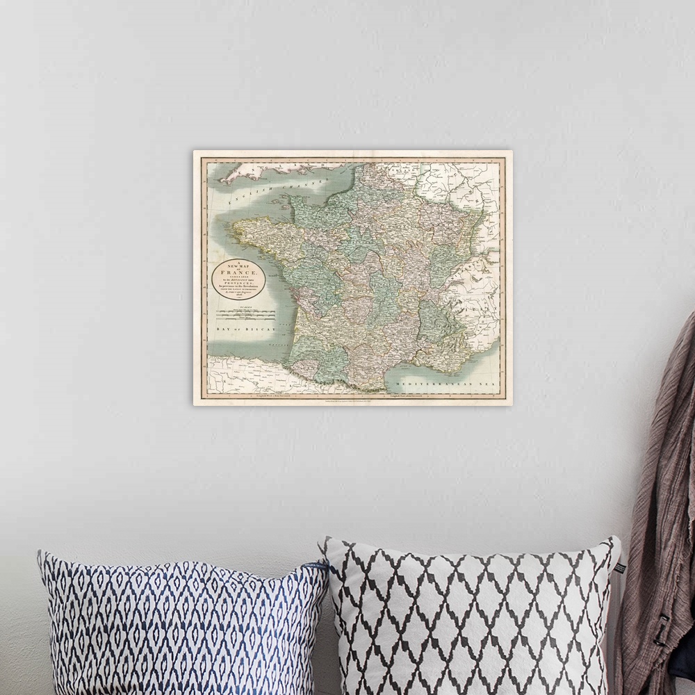A bohemian room featuring Vintage Map of France