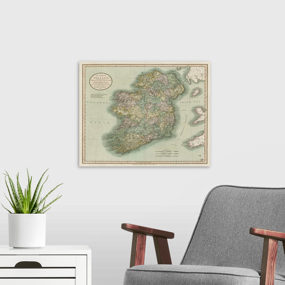 A modern room featuring Vintage Map of Ireland
