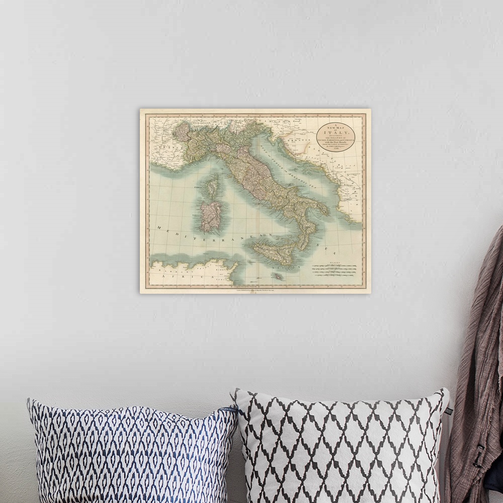A bohemian room featuring Vintage Map of Italy