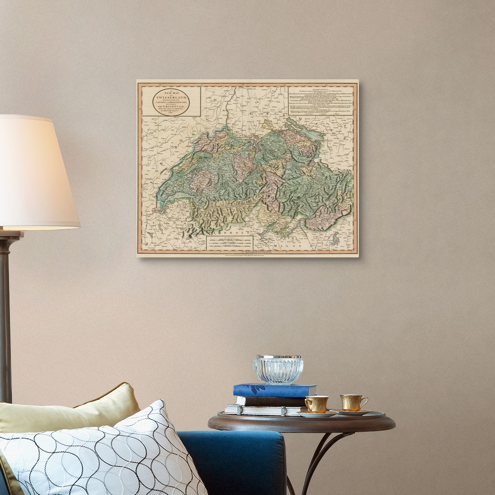 A traditional room featuring Vintage Map of Switzerland