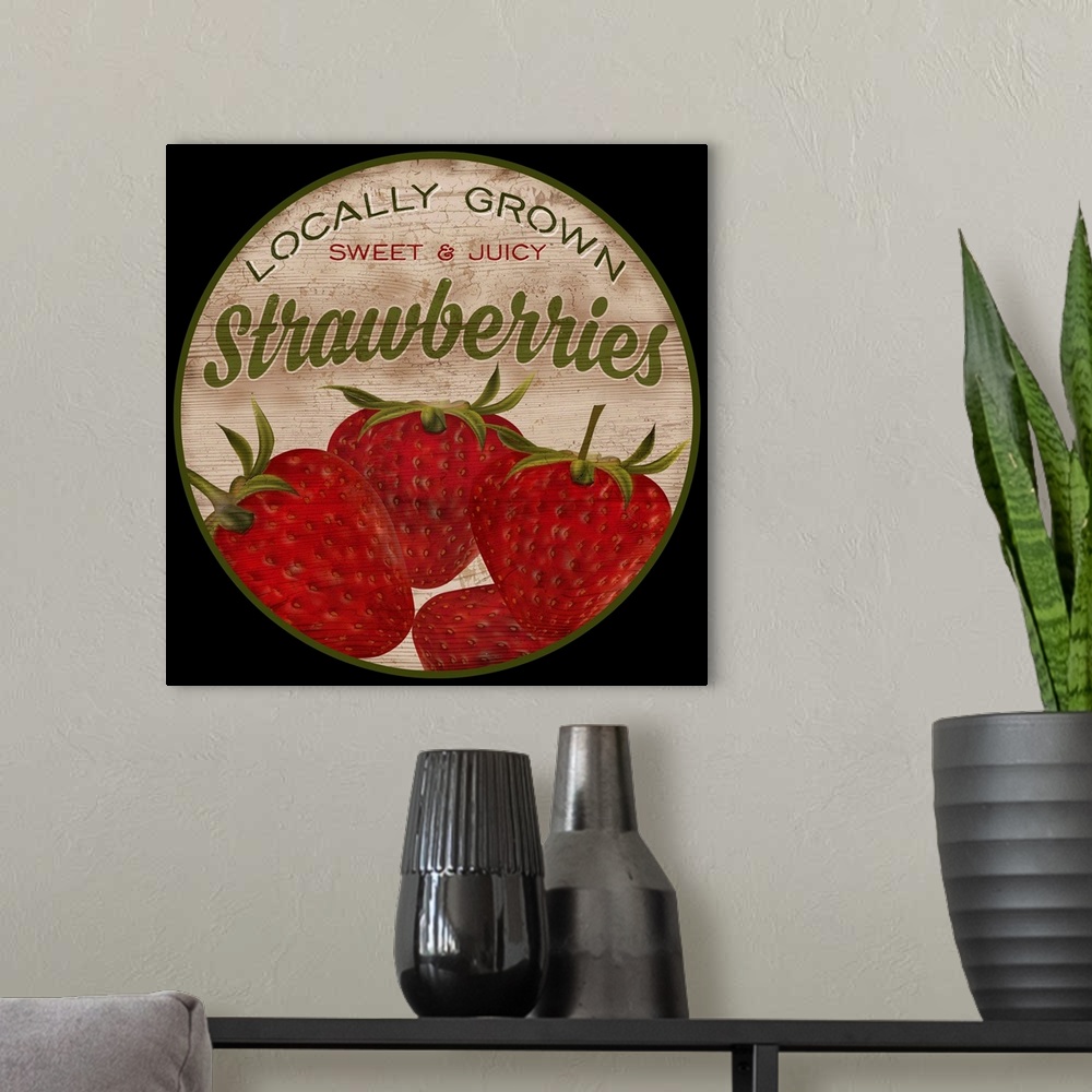 A modern room featuring Vintage Produce Sign VI