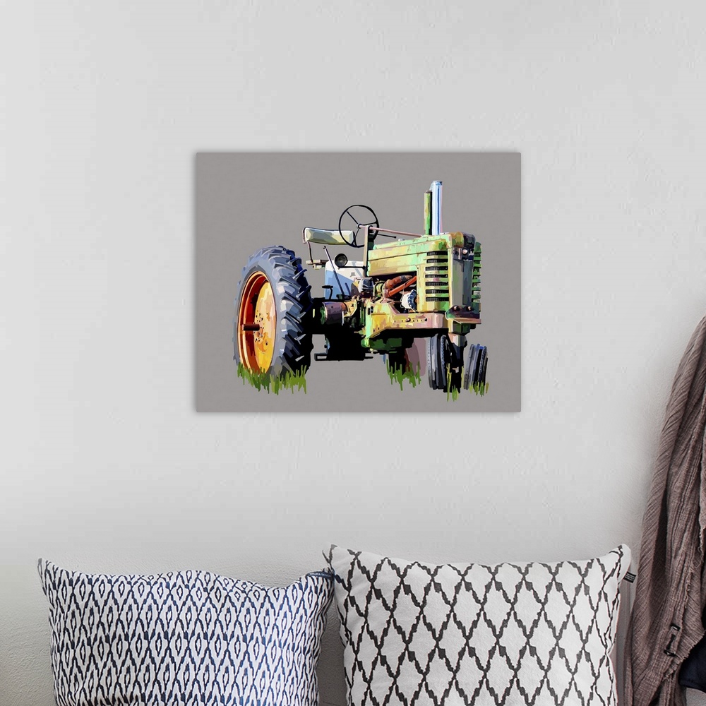 A bohemian room featuring Vintage Tractor VII