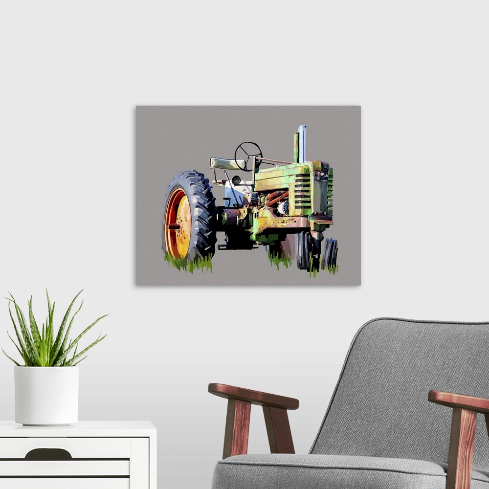A modern room featuring Vintage Tractor VII