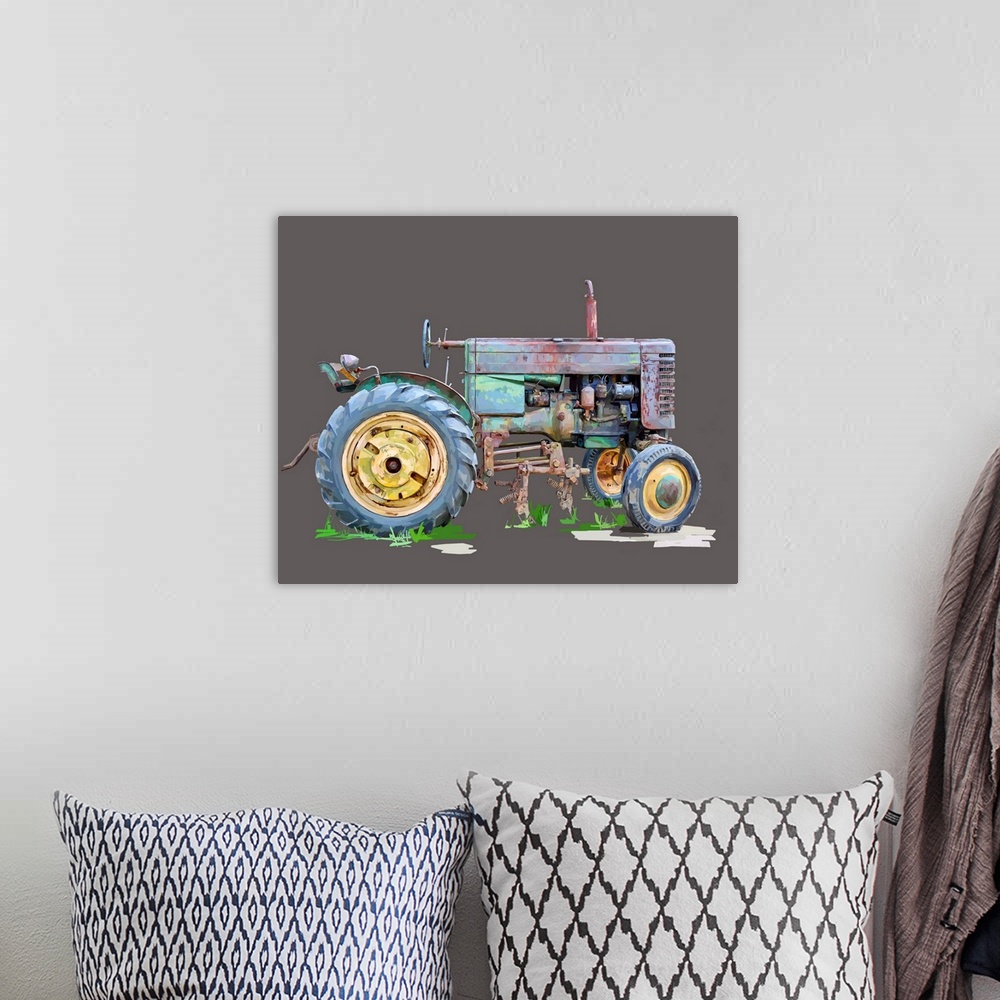A bohemian room featuring Vintage Tractor VIII
