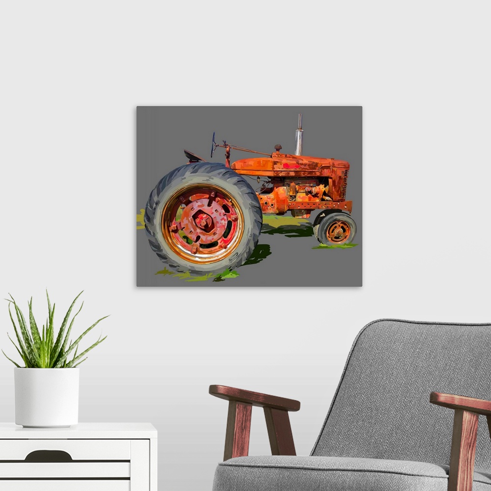 A modern room featuring Vintage Tractor XI