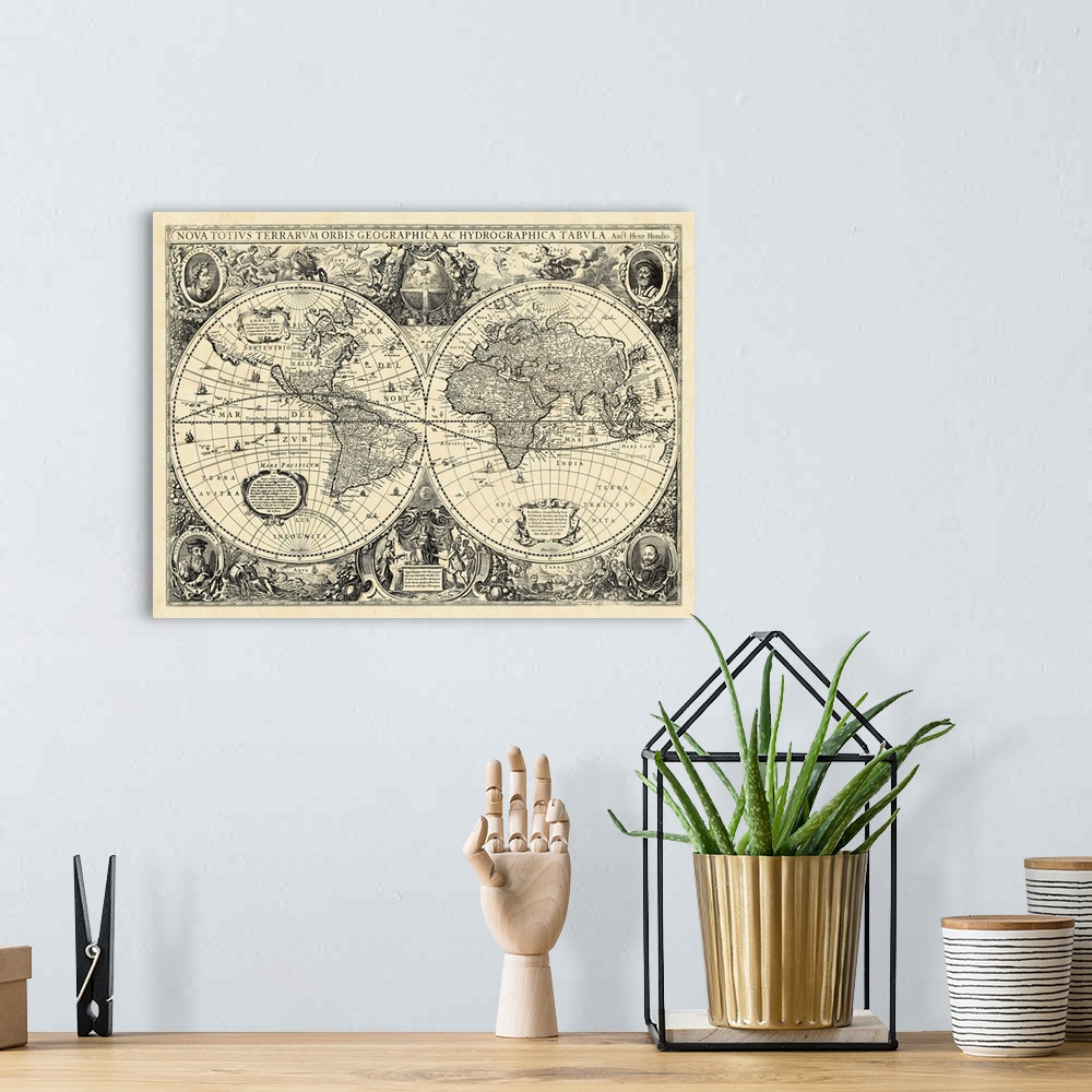 A bohemian room featuring Vintage World Map