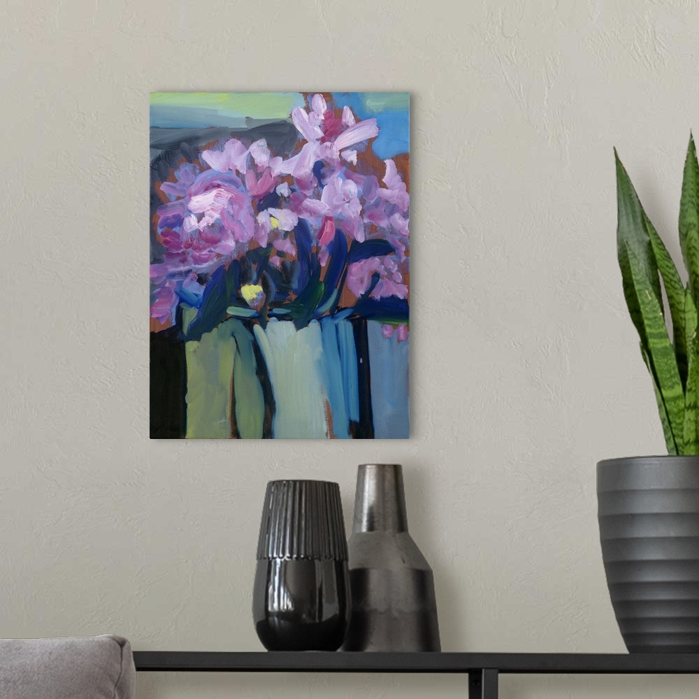 A modern room featuring Violet Spring Flowers III