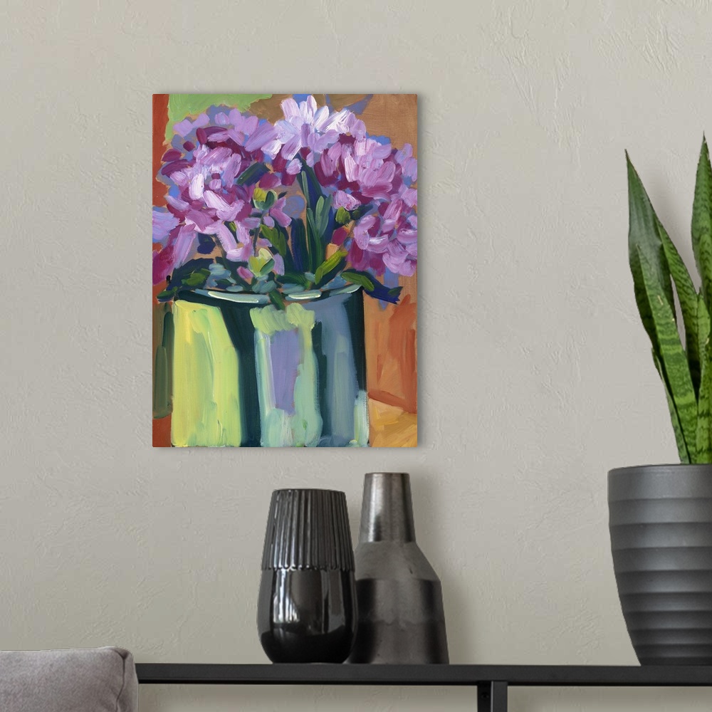 A modern room featuring Violet Spring Flowers IV