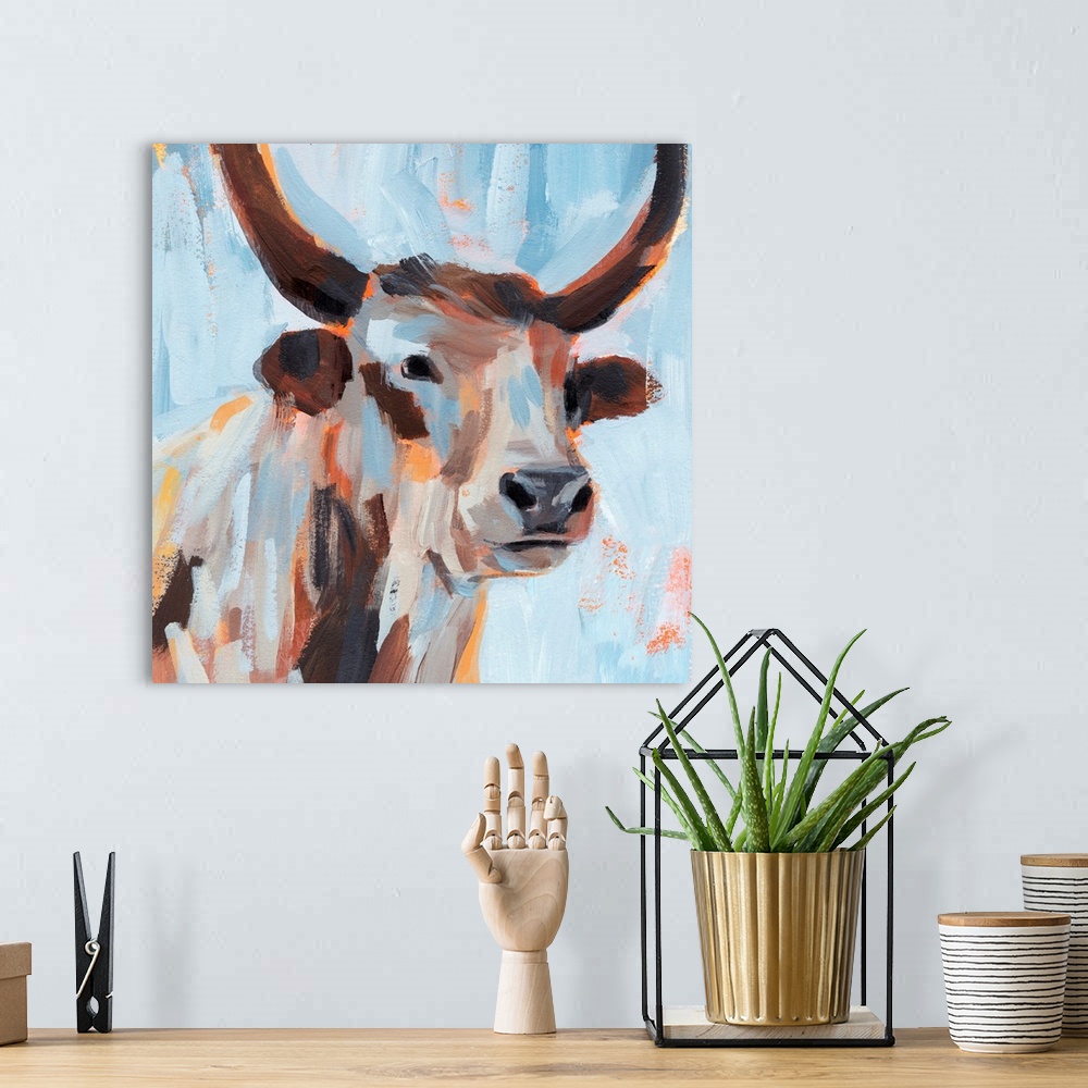 A bohemian room featuring Vivid Cattle I
